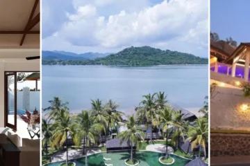 Dari kiri: tampak luar Kokomo Resort Gili Gede, The Club Villas Lombok, Alma Sunset Luxury Villas Lombok