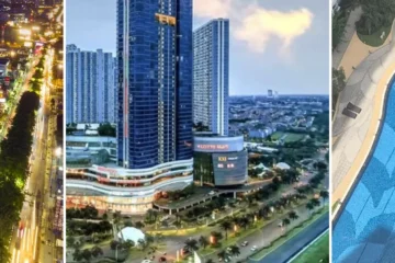 Dari kiri: tampak luar Deka Hotel, Modern Living Pakuwon Mall Surabaya By ProIns, Apartemen Tanglin Orchard Pakuwon Mall Blessing777